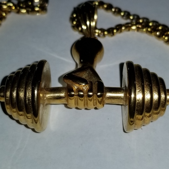 Necklace Heavy Gold Tone Chain Muscle Bodybuilder - Picture 7 of 7